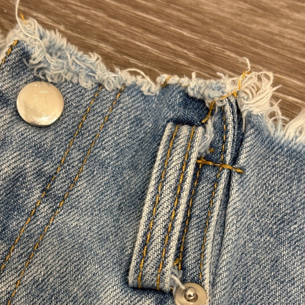 Alexander Wang Light Blue Distressed High-Waist Denim Shorts - Picture 10 of 16